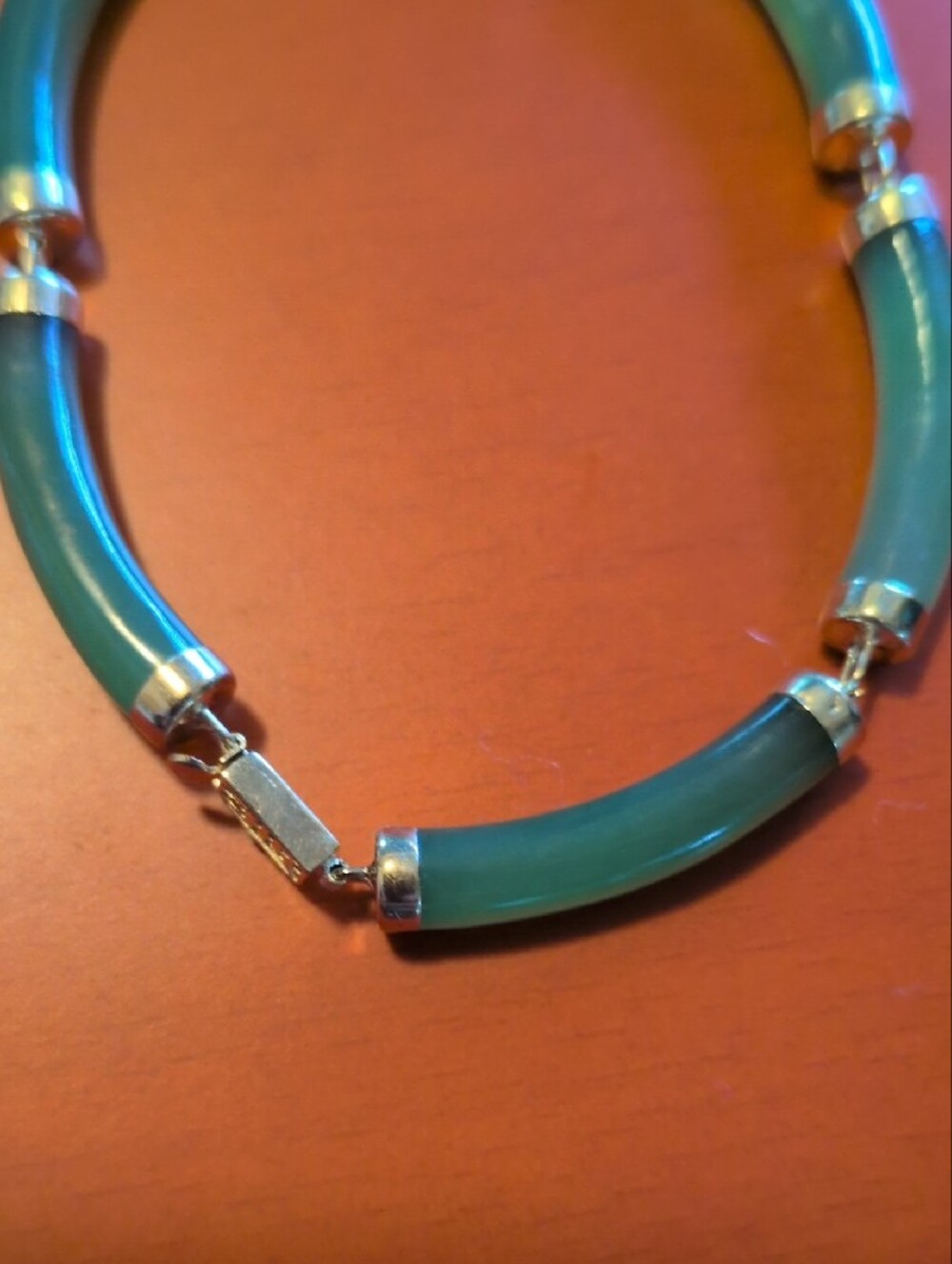 Green Jade Bracelet with 14k gold - Picture 3 of 12